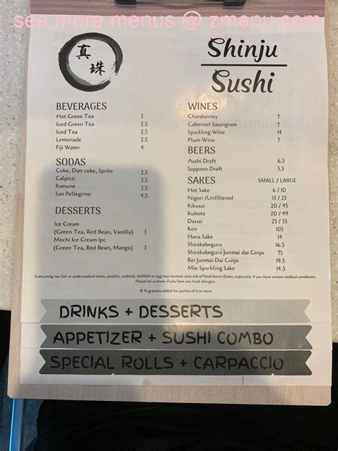 shinju sushi|shinju sushi menu.